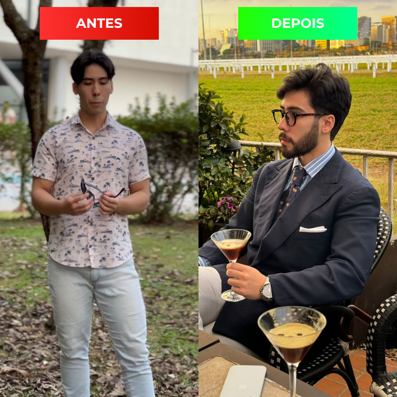 Antes e depois de aluno do Método KM